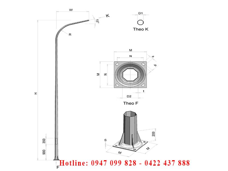 Cột đèn cao áp liền cần rẻ nhất Hà Nội